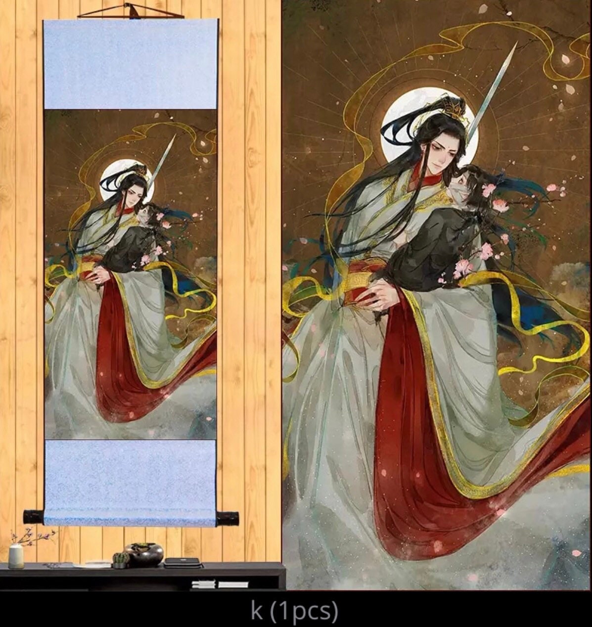 TGCF wall scroll art - fabric poster Tapestry print BL yaoi anime fan gift Tian Guan Ci Fu Xie Lian Huacheng Heaven Official’s blessing