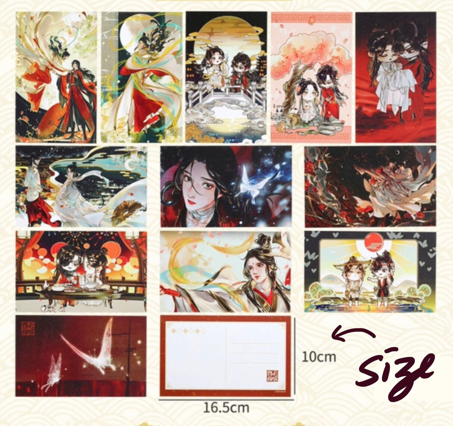 TGCF 12 postcards set! art prints BL yaoi anime fan gift Tian Guan Ci Fu Xie Lian Huacheng Heaven Official’s blessing C045