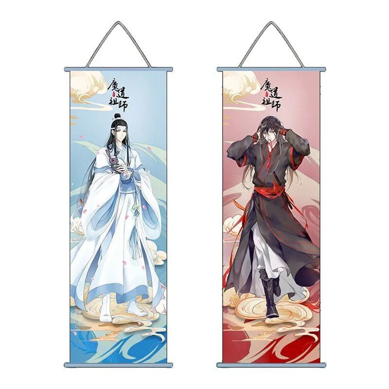 MDZS wall scroll art - anime fabric poster Tapestry print Wei Wuxian Lan Wangji Mo Dao Zu Shi tian guan ci fu gift wall hanging C163