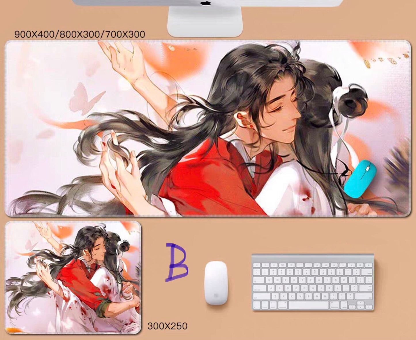 Tian Guan Ci Fu desk pad- TGCF non slip PU leather mouse pad - blotter Hua Cheng Xie Lian MXTX Anime gift Heaven Officials Blessing