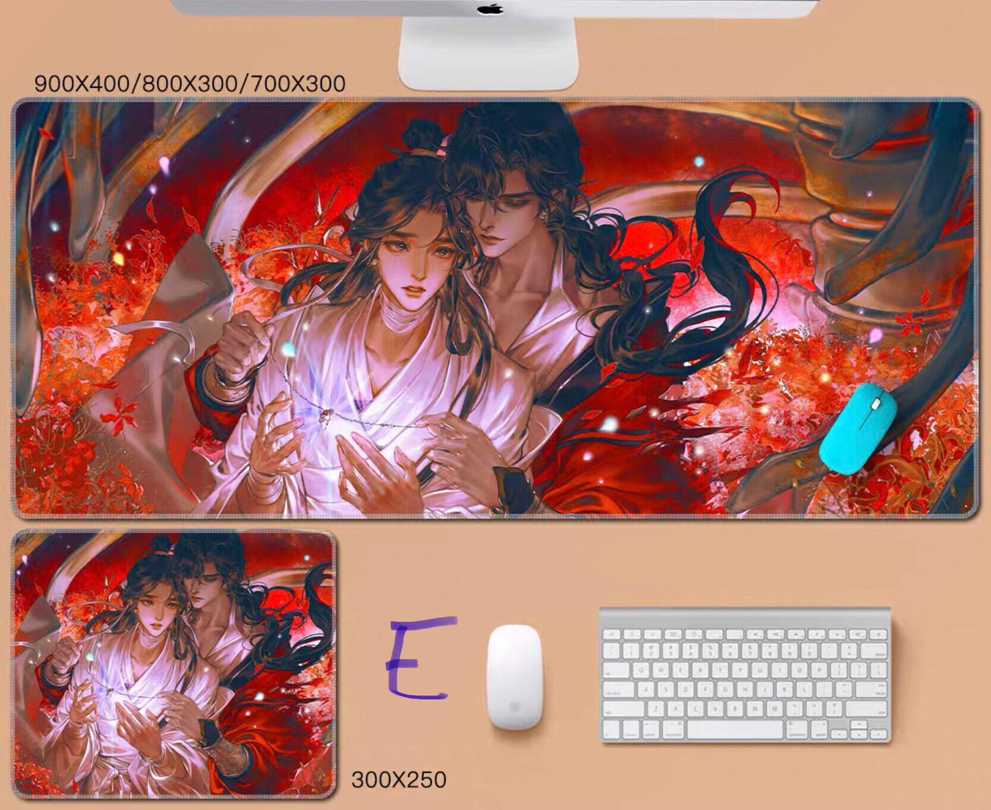 Tian Guan Ci Fu desk pad- TGCF non slip PU leather mouse pad - blotter Hua Cheng Xie Lian MXTX Anime gift Heaven Officials Blessing