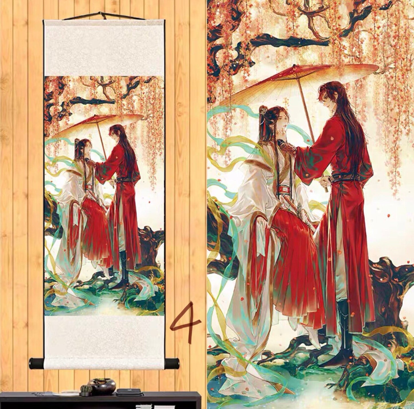 TGCF wall scroll art - fabric poster Tapestry print BL yaoi anime fan gift Tian Guan Ci Fu Xie Lian Huacheng Heaven Official’s blessing C006