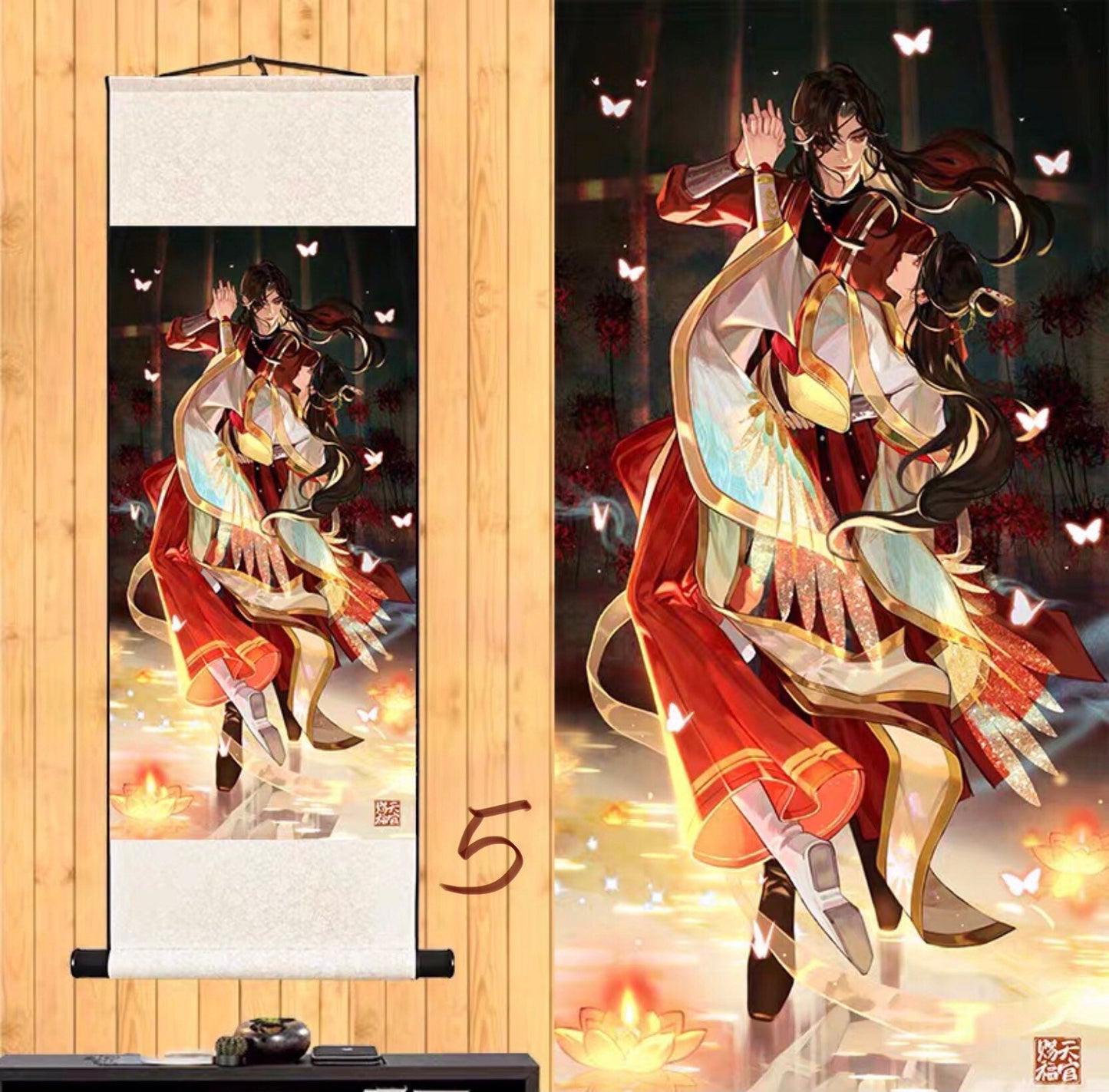 TGCF wall scroll art - fabric poster Tapestry print BL yaoi anime fan gift Tian Guan Ci Fu Xie Lian Huacheng Heaven Official’s blessing C006