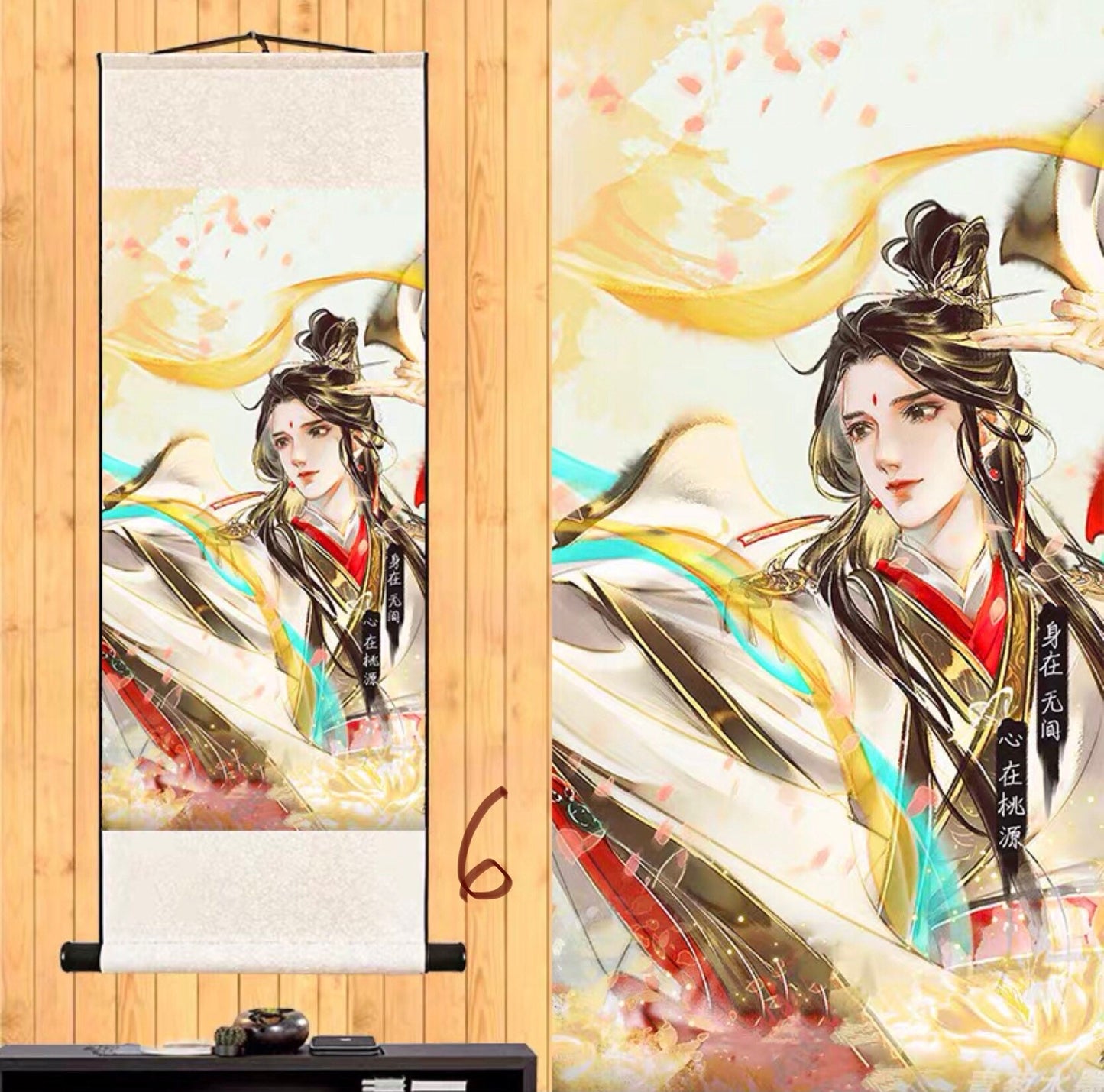 TGCF wall scroll art - fabric poster Tapestry print BL yaoi anime fan gift Tian Guan Ci Fu Xie Lian Huacheng Heaven Official’s blessing C006