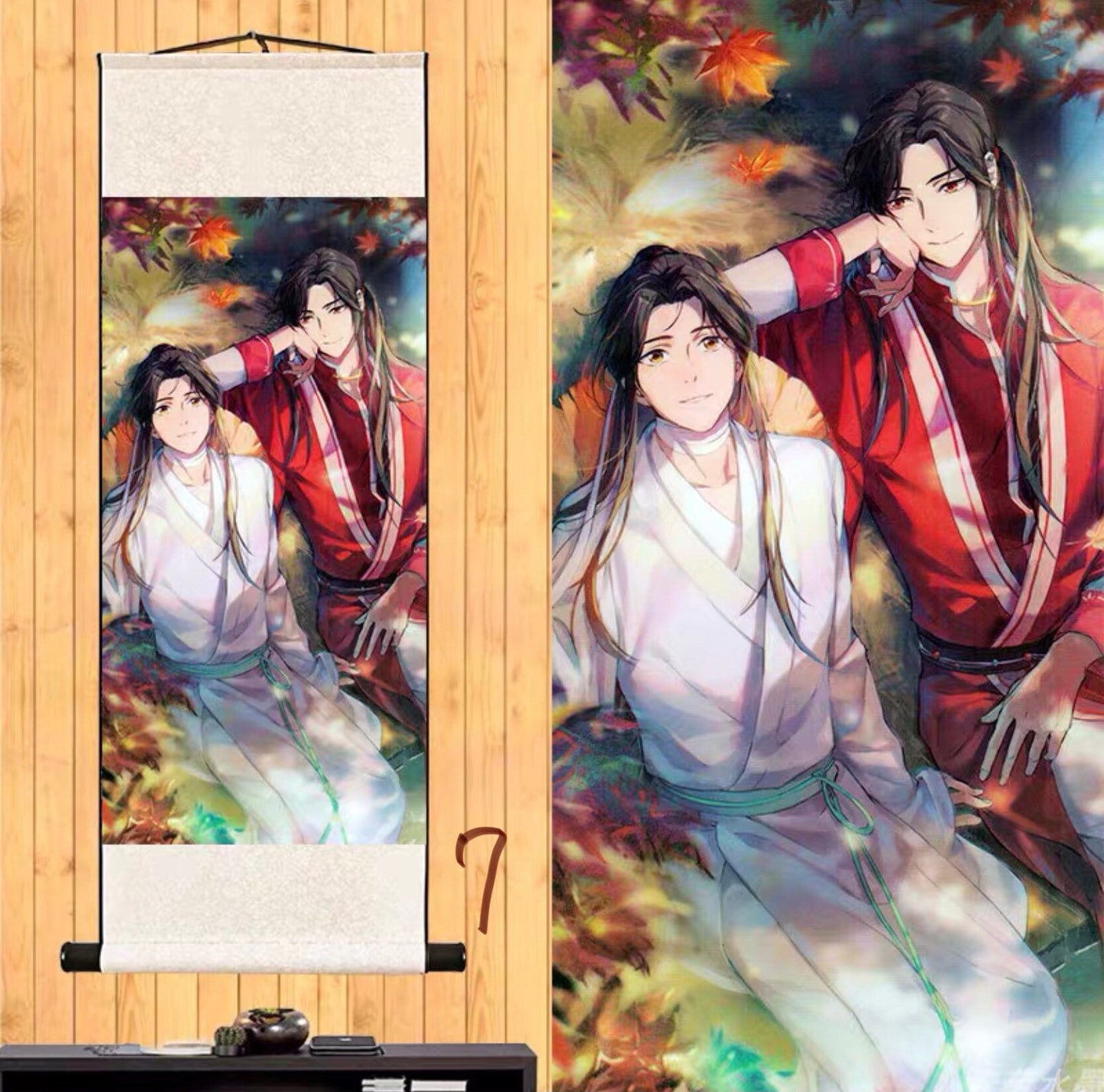 TGCF wall scroll art - fabric poster Tapestry print BL yaoi anime fan gift Tian Guan Ci Fu Xie Lian Huacheng Heaven Official’s blessing C006