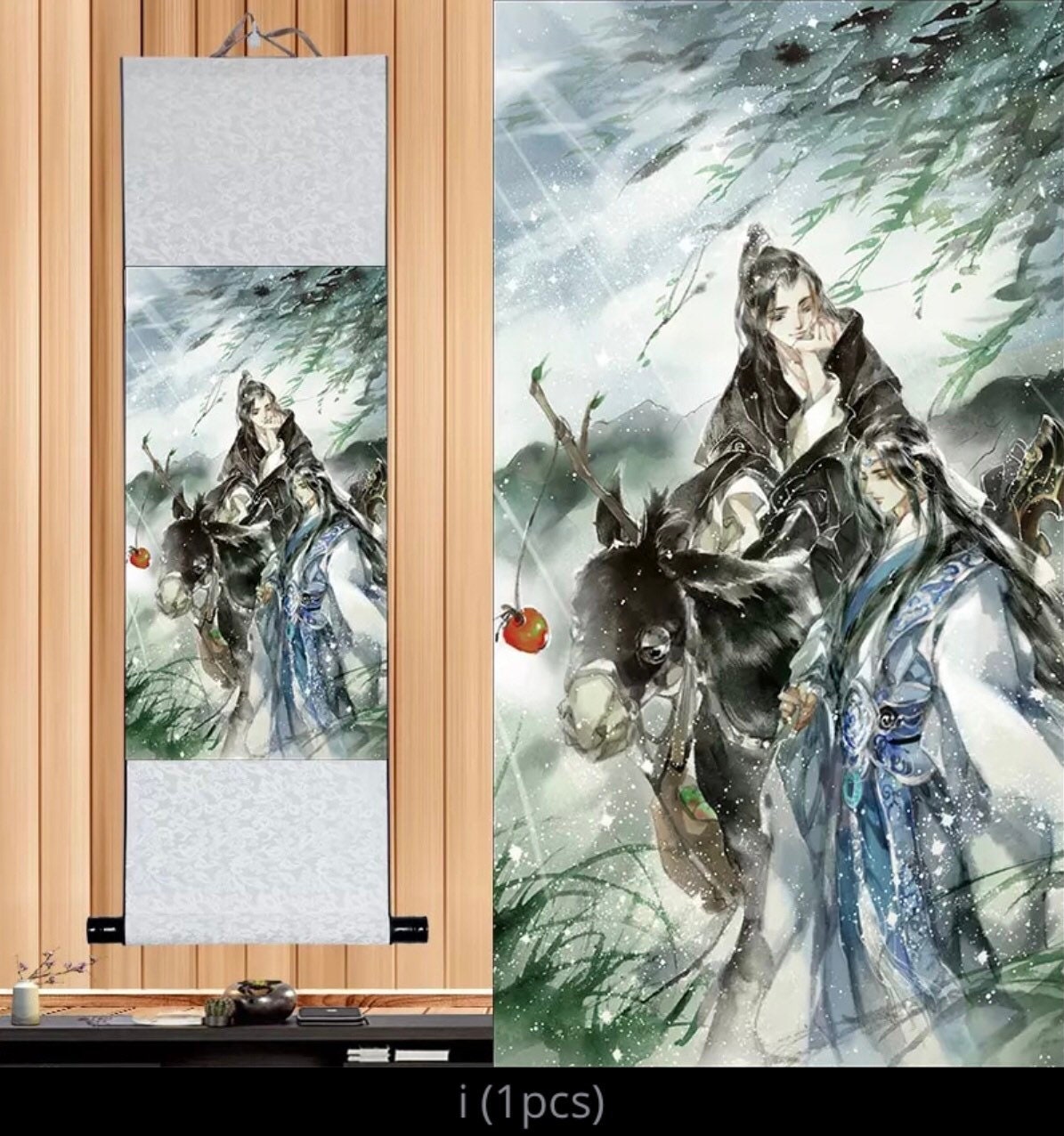 MDZS wall scroll art - anime fabric poster Tapestry print art Wei Wuxian Lan Wangji Mo Dao Zu Shi fan gift yibo xiao zhan Chen Qin 陈情令