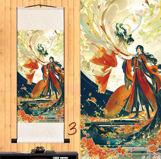 TGCF wall scroll art - fabric poster Tapestry print BL yaoi anime fan gift Tian Guan Ci Fu Xie Lian Huacheng Heaven Official’s blessing C006