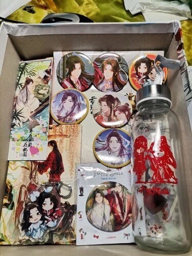 Heaven Official’s Blessing Gift BOX! Keychain Badge Pin Postcard Water Cup Bookmark Mirror Poster C112