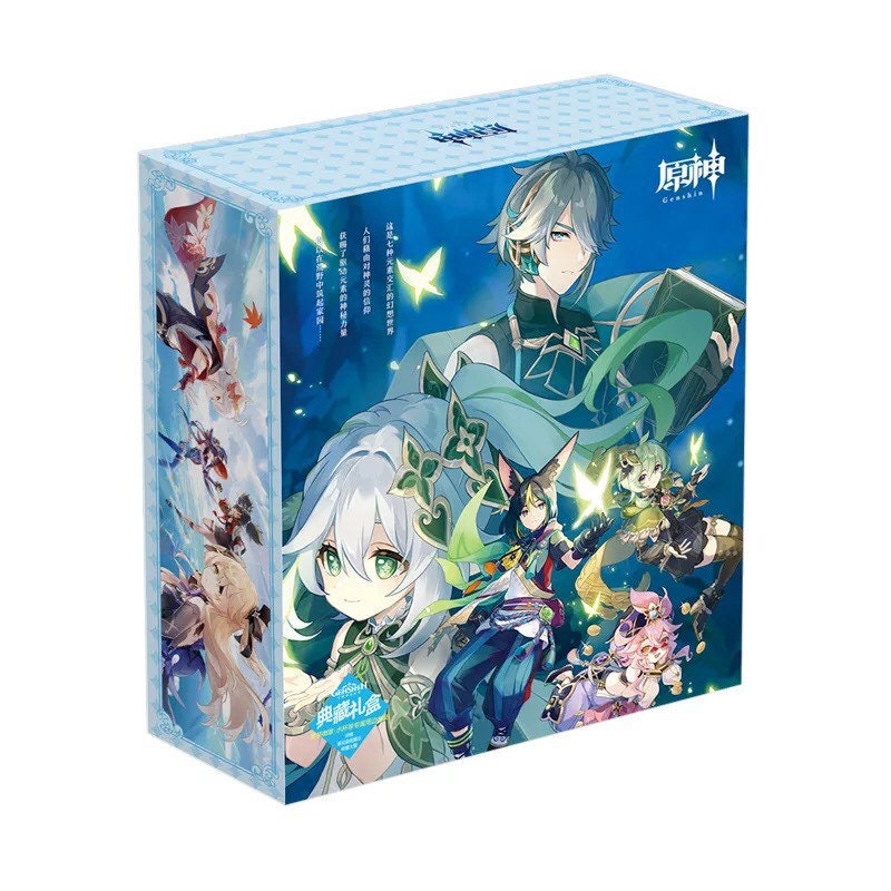 Genshin Impact Water Cup Gift Box! Postcard Poster Badge Stickers Bookmark Barbara Aloy Albedo Diluc Childe Zongli Raiden Hutao