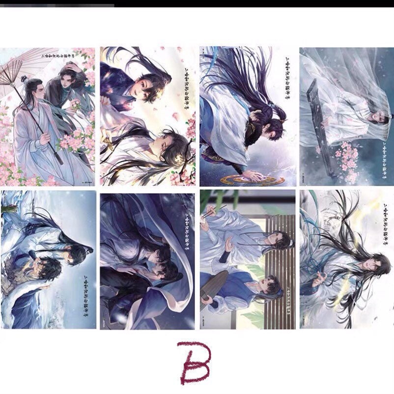 Set of 8 posters! Husky and his white cat Shizun art print BL yaoi manhua fan gift mo ran Chu wannin taxian jun hua binan danmei C309