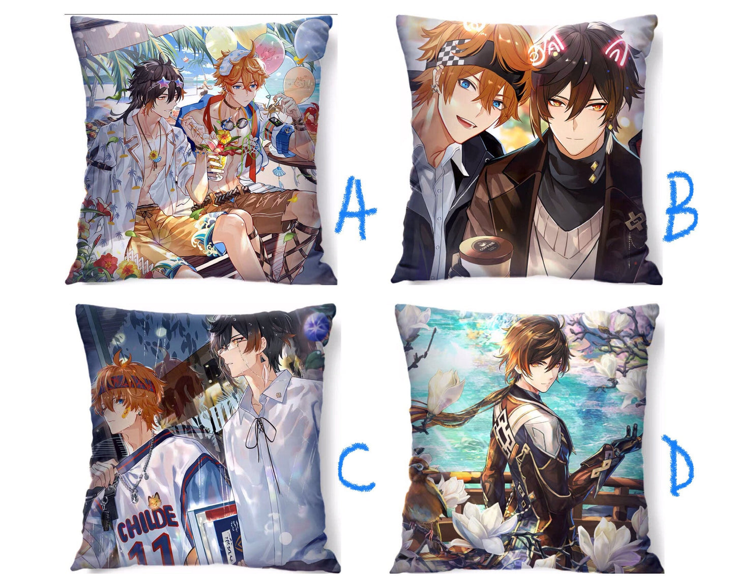 Tartaglia Zhongli pillow- Genshin Impact Gift pillow plush gaming gift Childe BL CP C311