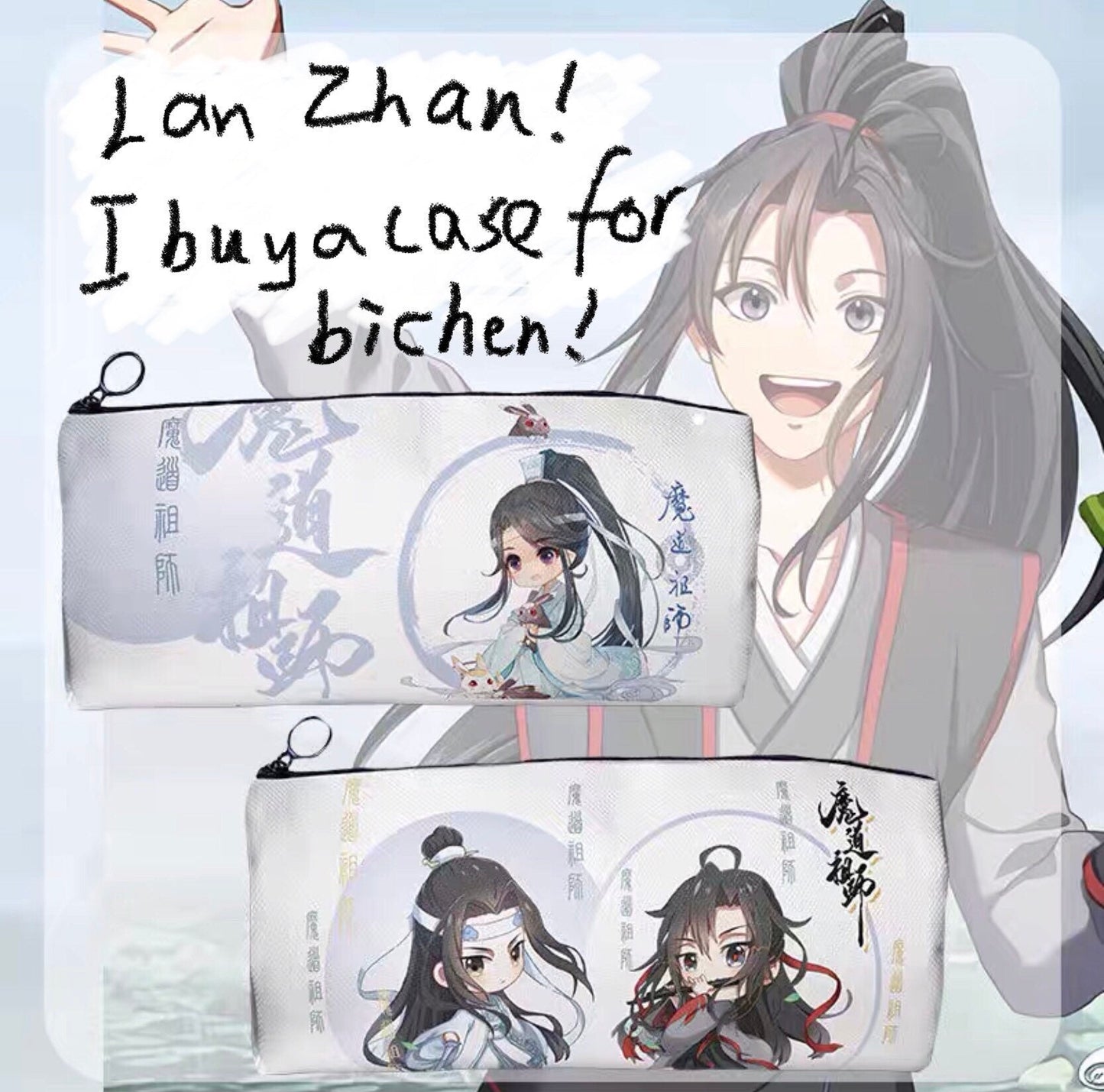 MDZS Totebag + pen case! canvas shopping bag anime stationery Tian Guan Ci Fu Mo Dao Zu SHi Erha Fake slackers Global Examination AWM C313