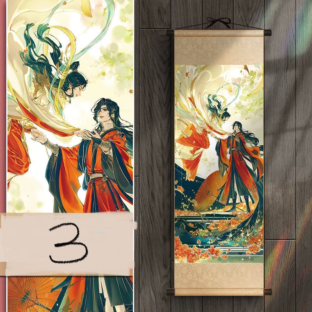 TGCF wall scroll art - fabric poster Tapestry print BL yaoi anime fan gift Tian Guan Ci Fu Xie Lian Huacheng Heaven Official’s blessing C084