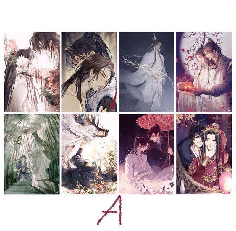 Set of 8 posters! Husky and his white cat Shizun art print BL yaoi manhua fan gift mo ran Chu wannin taxian jun hua binan danmei C309